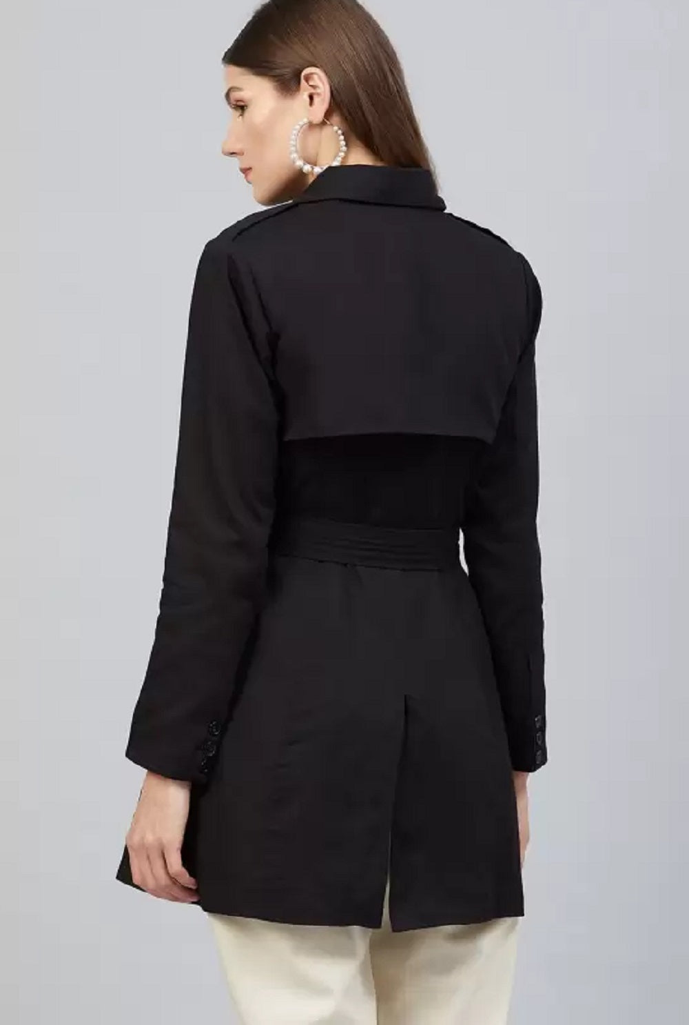 INC International Concepts Women's Faux Suede Trench Coat Black Size Small