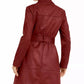 INC International Concepts Women's Faux Suede Trench Coat Red Size Large