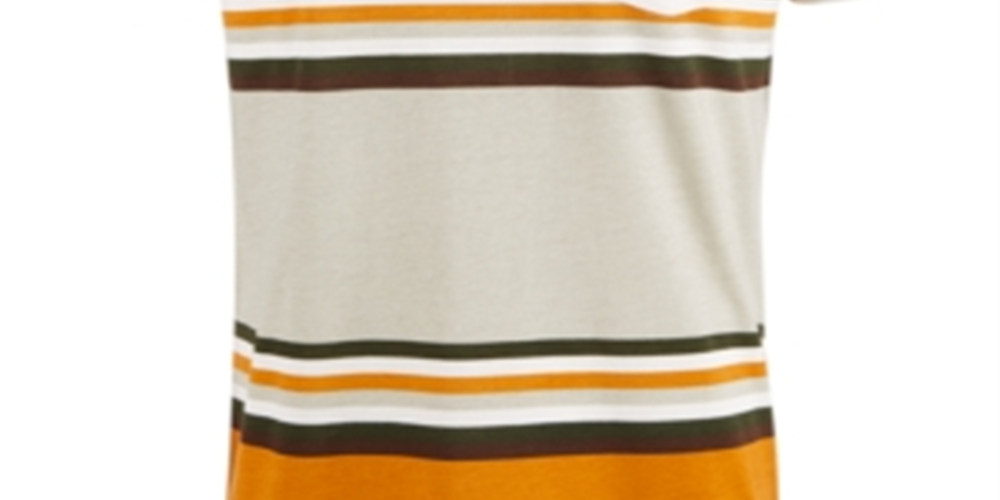 American Rag Men's Explorer Stripe V Neck T-Shirt Beige Size Small