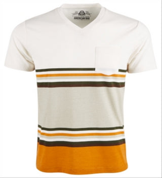 American Rag Men's Explorer Stripe V Neck T-Shirt Gray Size XX-Large