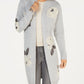 Style & Co Women's Floral Print Open Front Cardigan Gray Size Petite