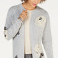 Style & Co Women's Floral Print Open Front Cardigan Gray Size Petite