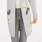 Style & Co Women's Floral Print Open Front Cardigan Gray Size Petite