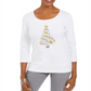 Karen Scott Women's Cotton Seashell Tree Print T-Shirt White Size Small