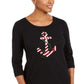 Karen Scott Women's Holiday Sequin Shirt  Black Size Petite L