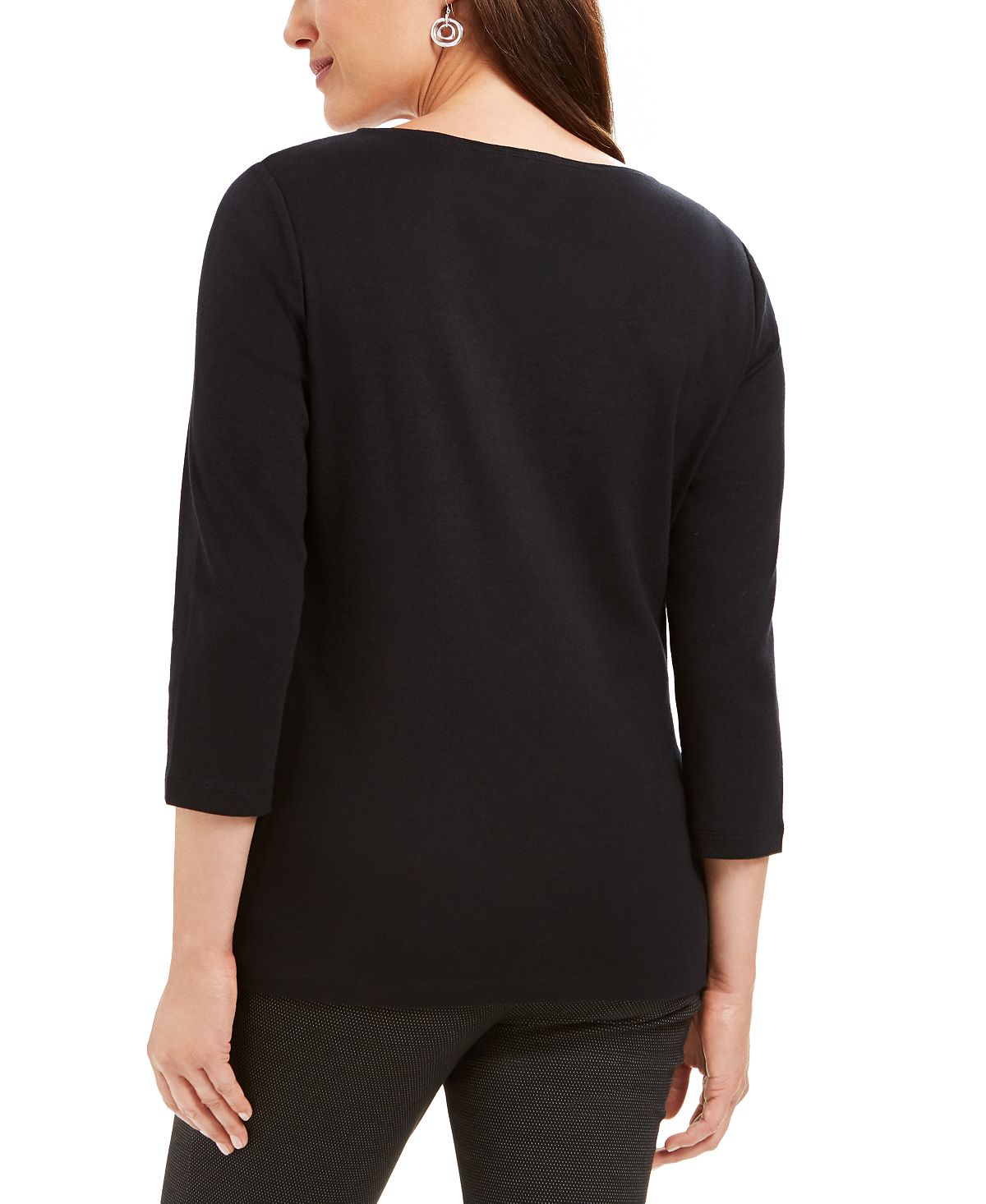 Karen Scott Women's Cotton Shells Holiday Graphic Top Black Size Small