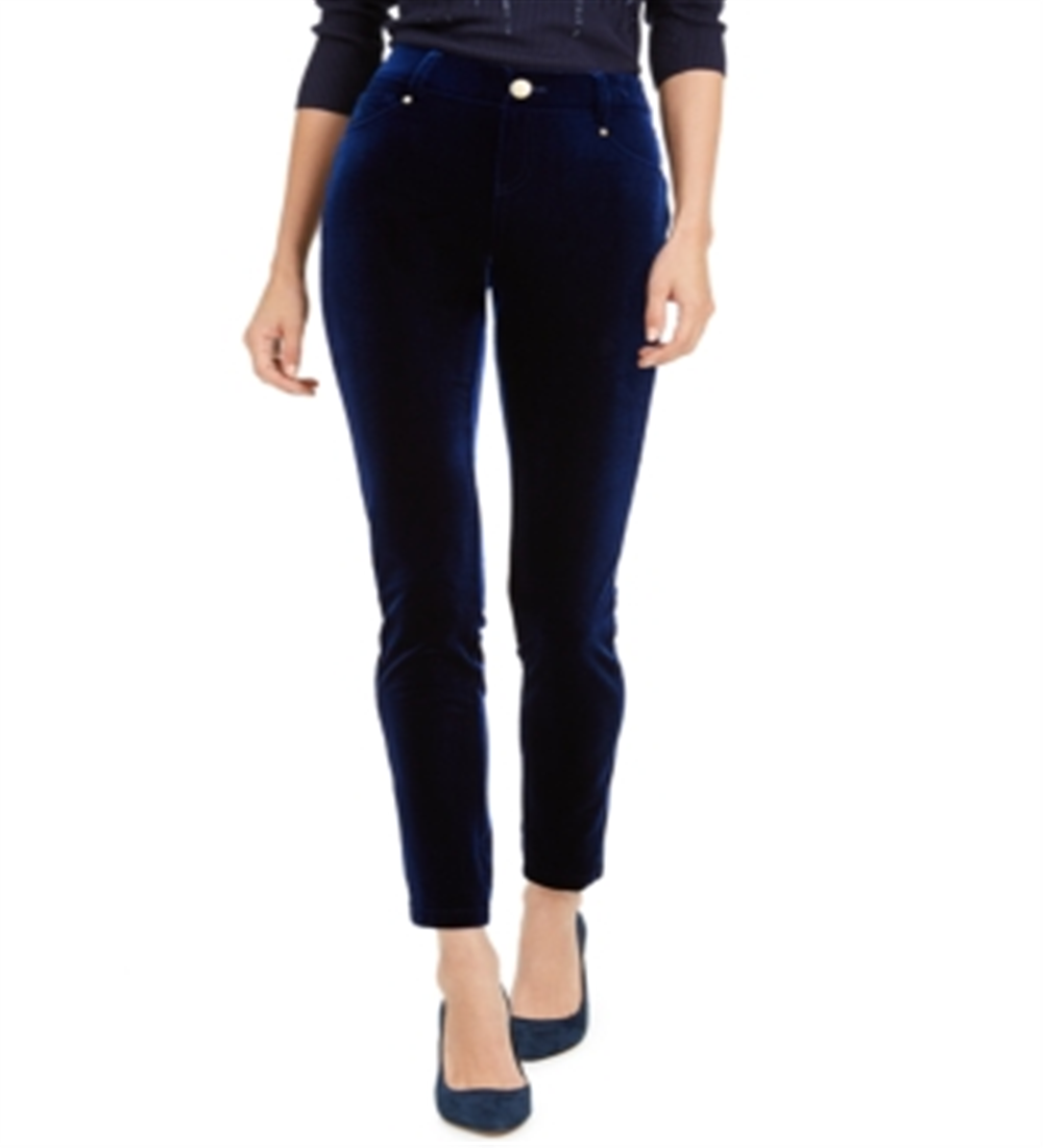 INC International Concepts Women's Velvet Skinny Pants Blue Size 0