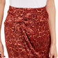 INC International Concepts Men's Zippered Twist Front Animal Print Knee Length Wear to Work Faux Wrap Skirt Orange Size 10