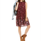 Style & Co Women's Floral Print Smocked Dress Red Size Medium