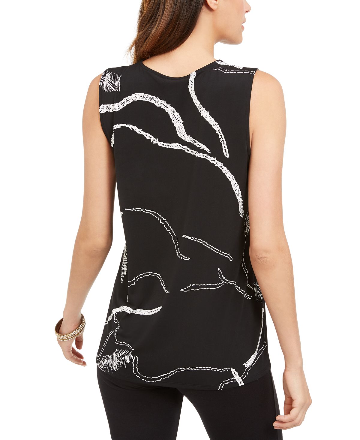 Alfani Women's Printed Knit Tank Top Black Size Small