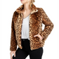 Maison Jules Women's Leopard Print Faux Fur Jacket Brown Size Medium
