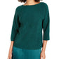 Alfani Women's Metallic Ribbed Knit Sweater Green Size Large