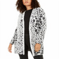 Alfani Women's Animal Print Eyelash Texture Cardigan Black Size X-Small