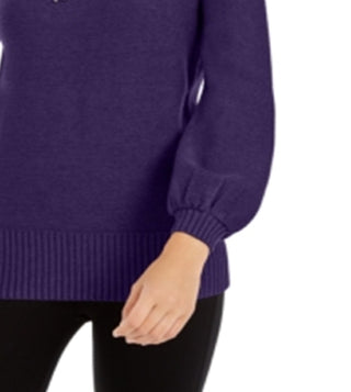Alfani Women's Mock Neck Embellished Sweater  Purple Size Petite S