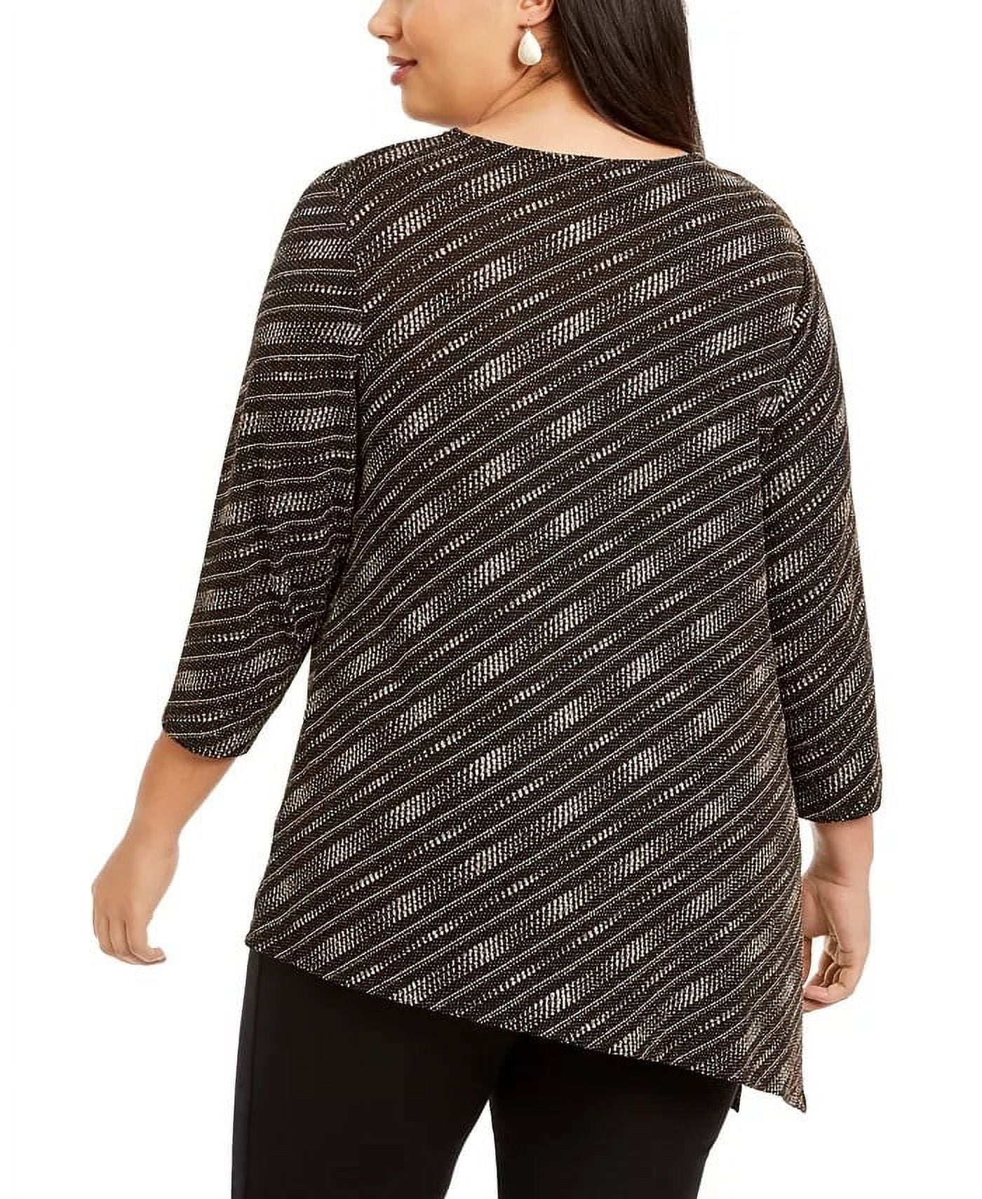 Jm Collection Women's Plus Size Asymmetrical Metallic Top