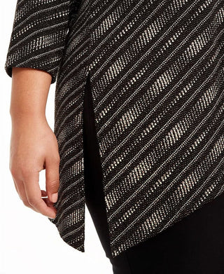 Jm Collection Women's Plus Size Asymmetrical Metallic Top