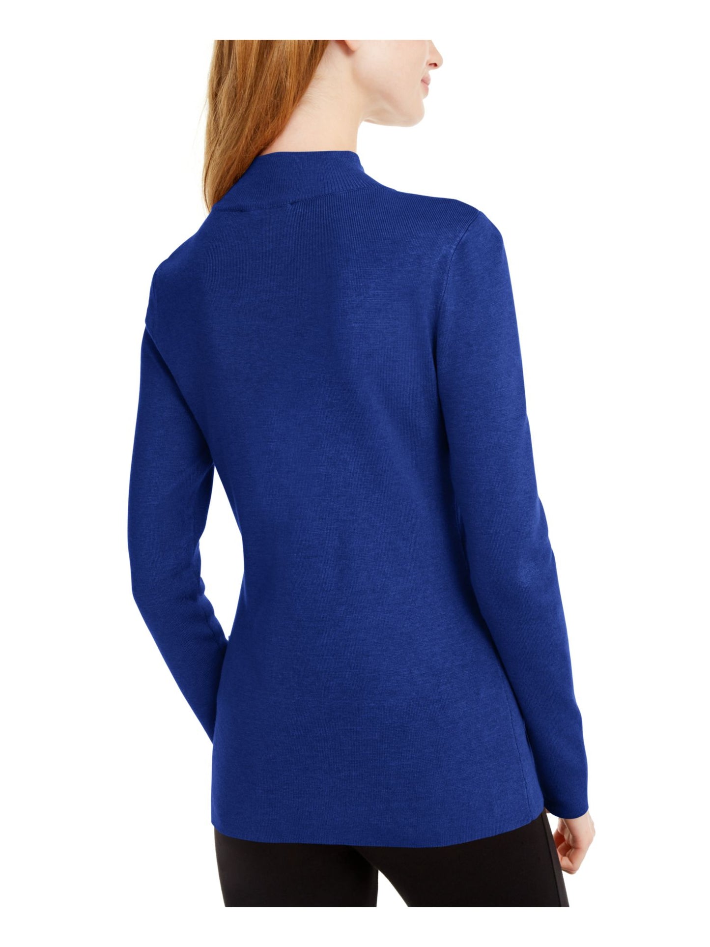 INC International Concepts Women's Cut Out Solid Long Sleeve Keyhole T-Shirt Top Blue Size X-Small