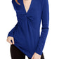 INC International Concepts Women's Cut Out Solid Long Sleeve Keyhole T-Shirt Top Blue Size X-Small