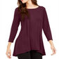 Alfani Women's Hi Low Jewel Neck Pullover Top Wine Size Large