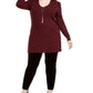 INC International Concepts Women's Plus Puff Shoulder V Neck Tunic Red Size 3X