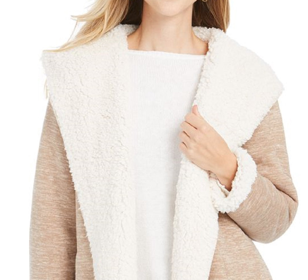 Style & Co Women's Hooded Sherpa Lined Cardigan Brown Size Large