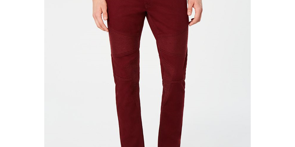 INC International Concepts Men's Moto Stretch Skinny Jeans Wine Size 40X30