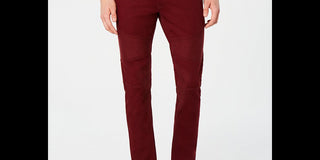 INC International Concepts Men's Moto Stretch Skinny Jeans Wine Size 40X30