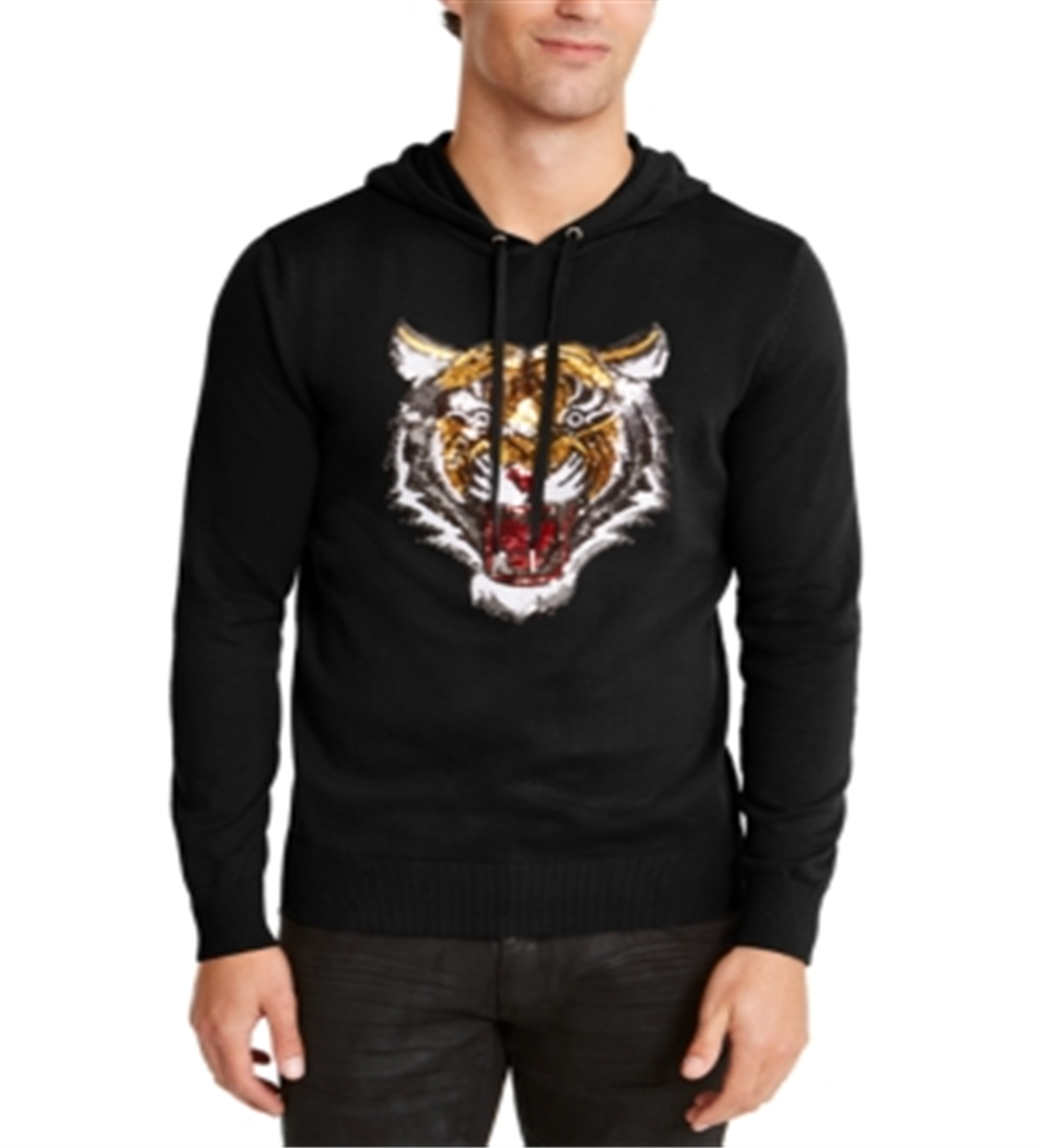 INC International Concepts Men's Rawr Hooded Sweater Black Size Large