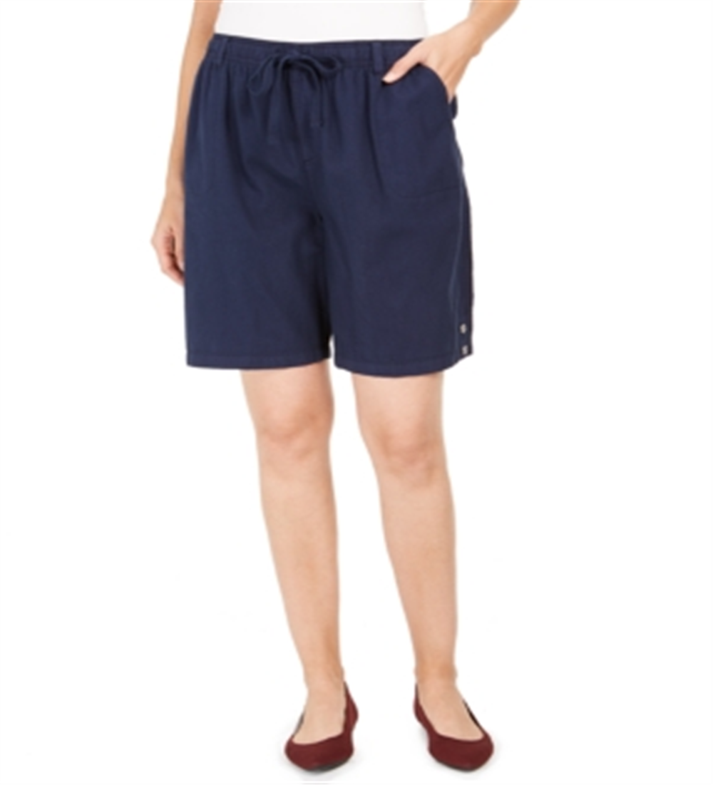 Karen Scott Women's Cotton Drawstring Shorts Blue Size X-Small