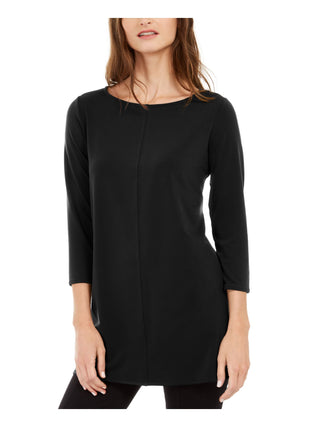 Alfani Women's Boat Neck 3/4 Sleeve Tunic Black Size X-Small