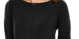 Alfani Women's Boat Neck 3/4 Sleeve Tunic Black Size X-Small
