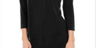 Alfani Women's Boat Neck 3/4 Sleeve Tunic Black Size X-Small