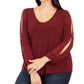 INC International Concepts Women's Long Sleeve Scoop Neck Top Red Size 1X