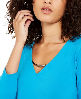 Alfani Women's Hardware Pullover Top Blue Size Small