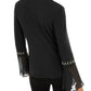 INC International Concepts Women's Studded Chiffon Cuff Top Black Size Petite S/M