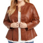 INC International Concepts Women's Plus Faux Leather Peplum Jacket Brown Size 2X