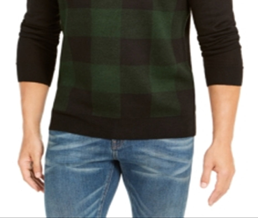 Club Room Men's Plaid Merino Wool Blend Sweater Green Size Large