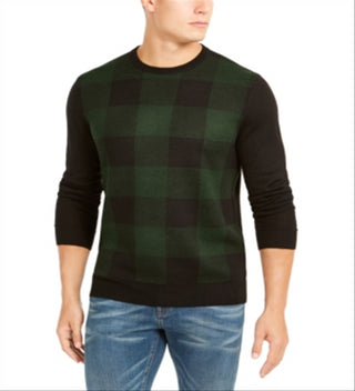 Club Room Men's Plaid Merino Wool Blend Sweater Green Size Large