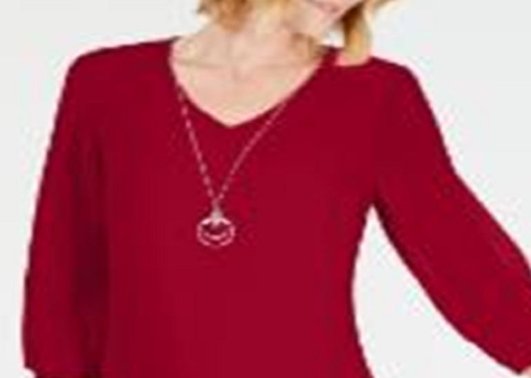 JM Collection Women's Tie Sleeve Necklace Dress Red Size XX-Large