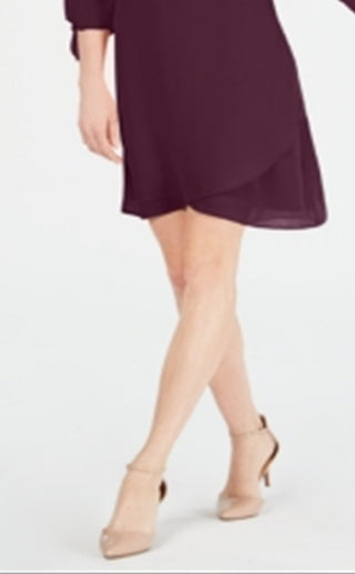 JM Collection Women's Tie Sleeve Necklace Dress Wine Size Petite XL