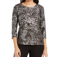 JM Collection Women's Gel Dot Jacquard Top Black Size Small