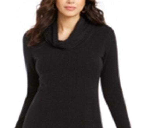 Style & Co Women's Cowl Neck Sweater Dress Black Size X-Large