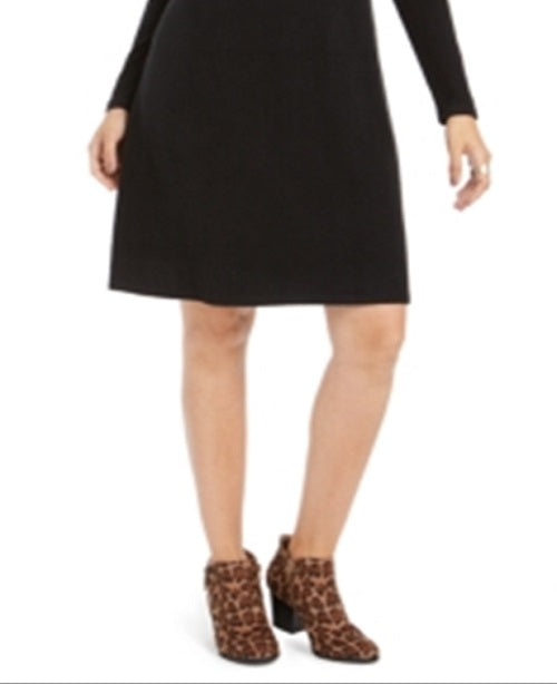 Style & Co Women's Cowl Neck Sweater Dress Black Size X-Large