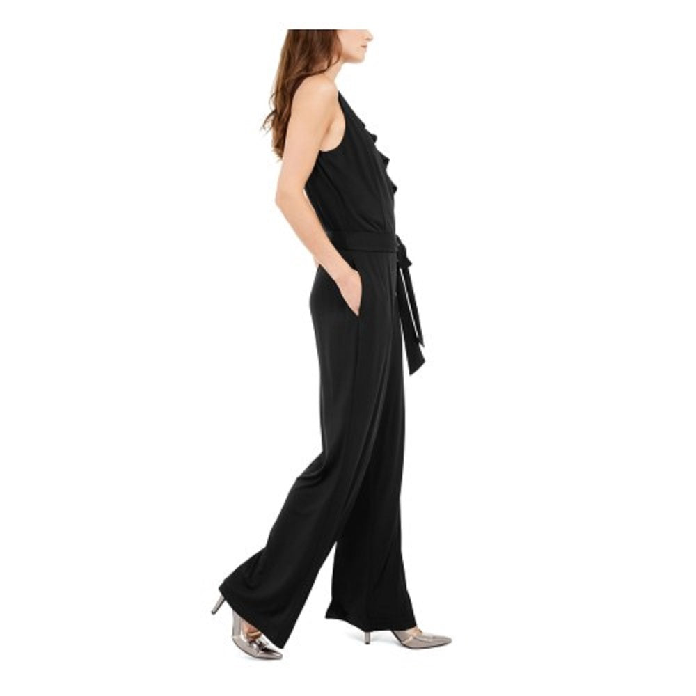 Alfani Women's Ruffled Jumpsuit Black Size Petite