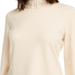 Alfani Women's Embellished Mock Neck Sweater Brown Size Petite X-Large