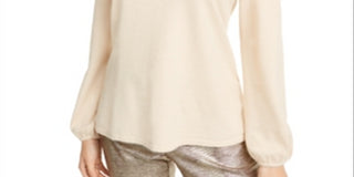 Alfani Women's Embellished Mock Neck Sweater Brown Size Petite X-Large