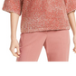 Alfani Women's Tinsel Square Sleeve Sweater Rose Size Petite S/M