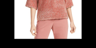 Alfani Women's Tinsel Square Sleeve Sweater Rose Size Petite S/M