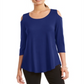 JM Collection Women's Cold Shoulder Top Blue Size Medium