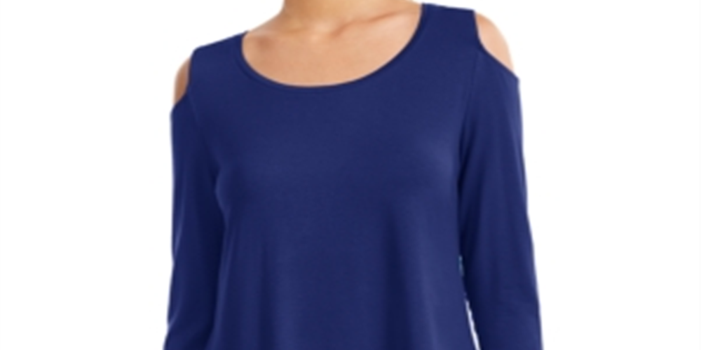 JM Collection Women's Cold Shoulder Top Blue Size Medium
